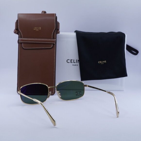 Celine CL40285U RHINESTONE TRIOMPHE 30N Rectangle Sunglasses - Gold/Green - Picture 11 of 11